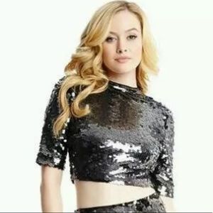 New Marciano Novellas Sequin embellished Crop Top L